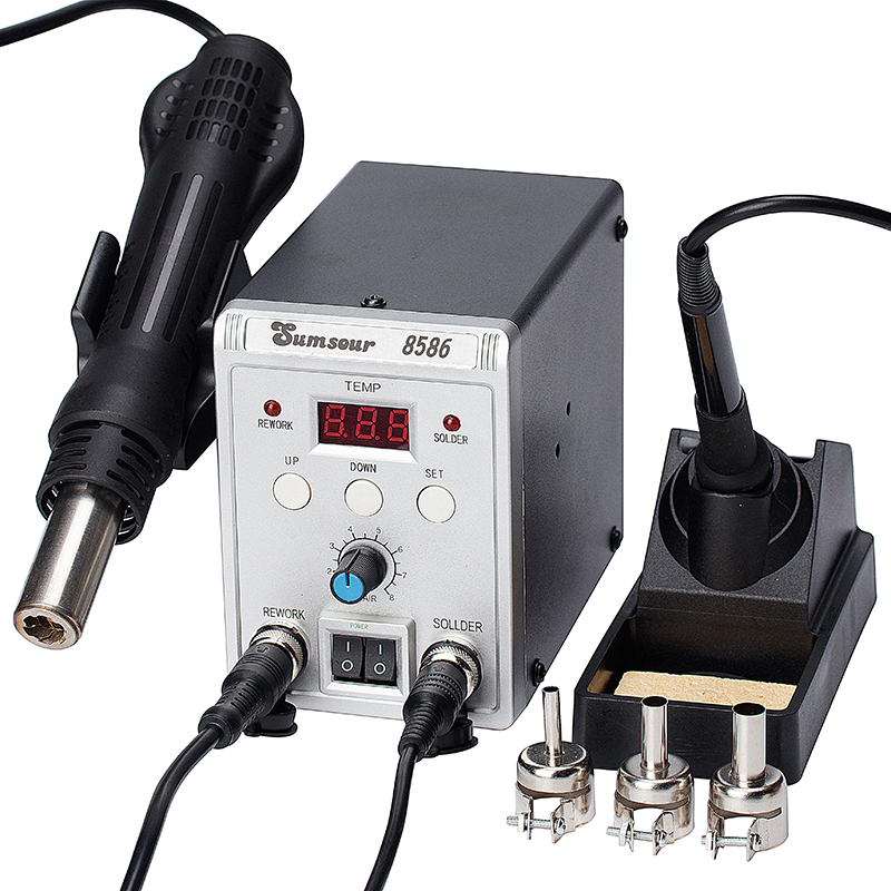 Smd Rework Station Hot Air Soldering 2 In 1 - 8586 700W 2 in 1 dijital