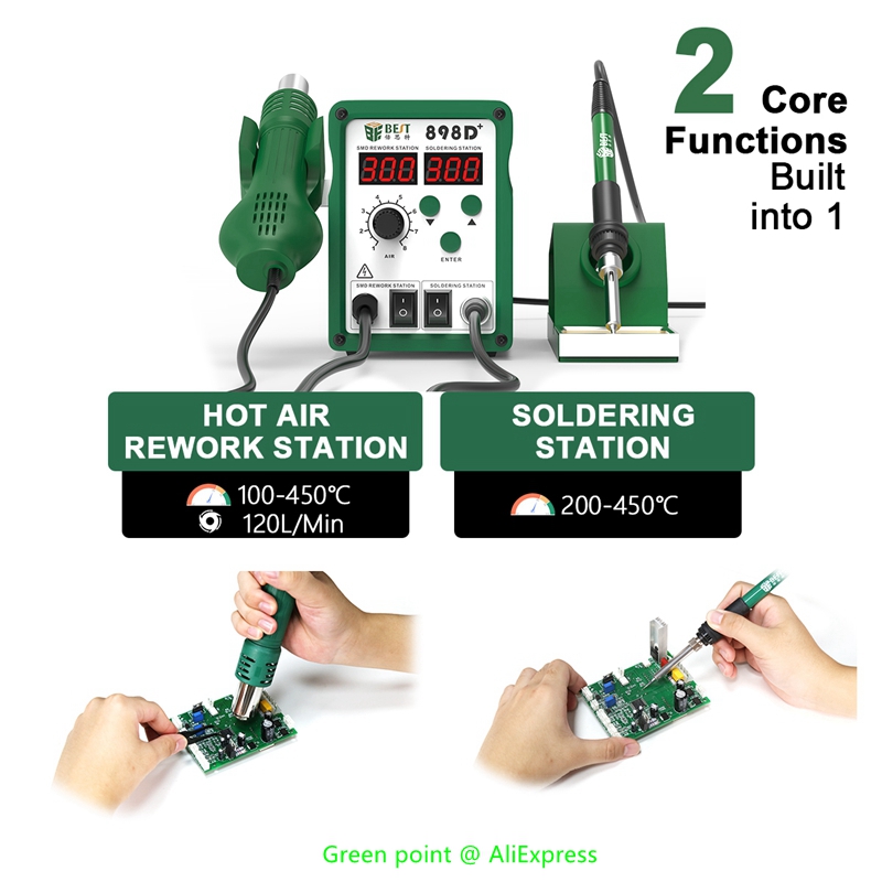 Smd Rework Station Hot Air Soldering 2 In 1 - BST-898D + LED ekran 2 in