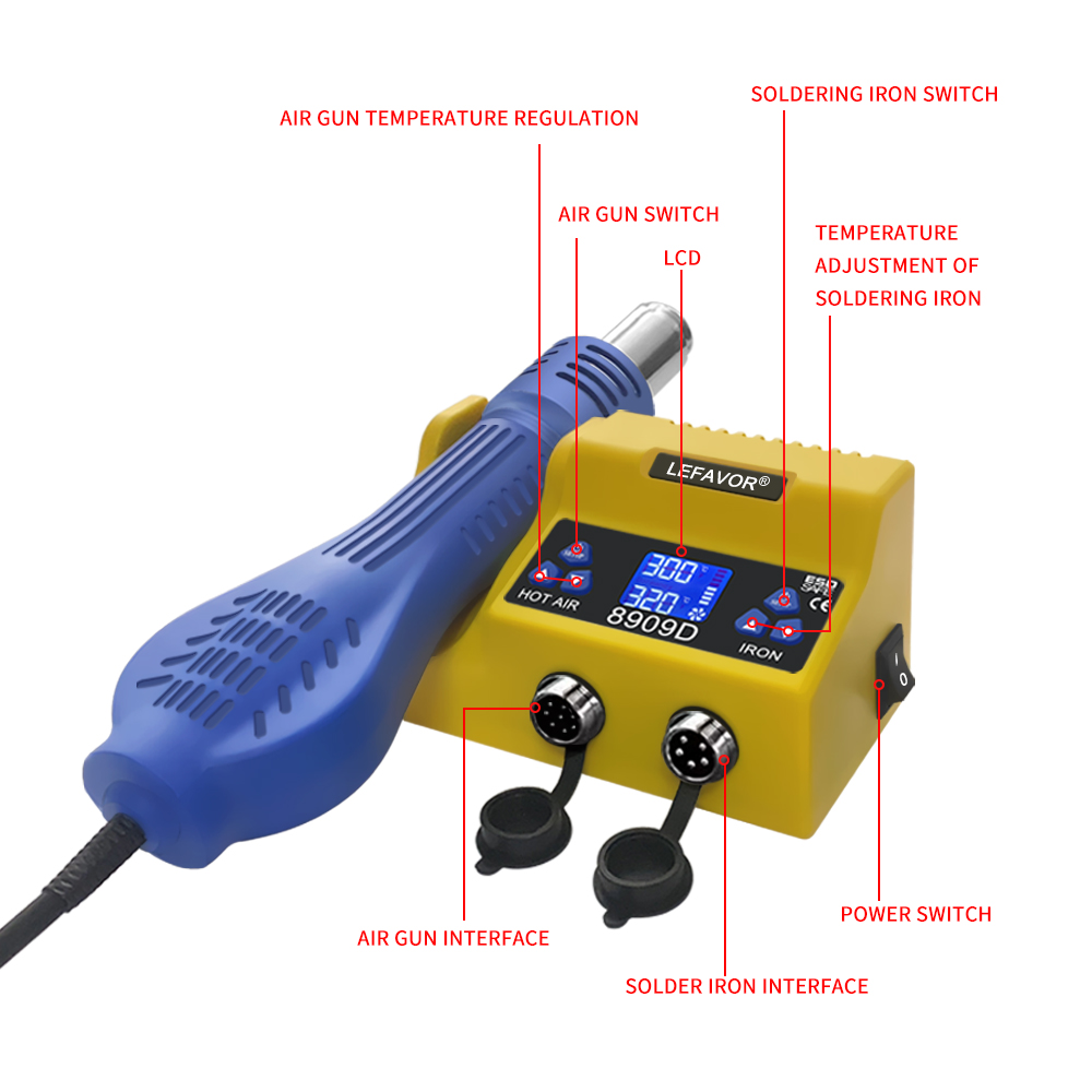 2'si 1 Arada Dijital Lehimleme - Smd Rework Station Hot Air Soldering 2 In 1 incelemesi ve fiyatı